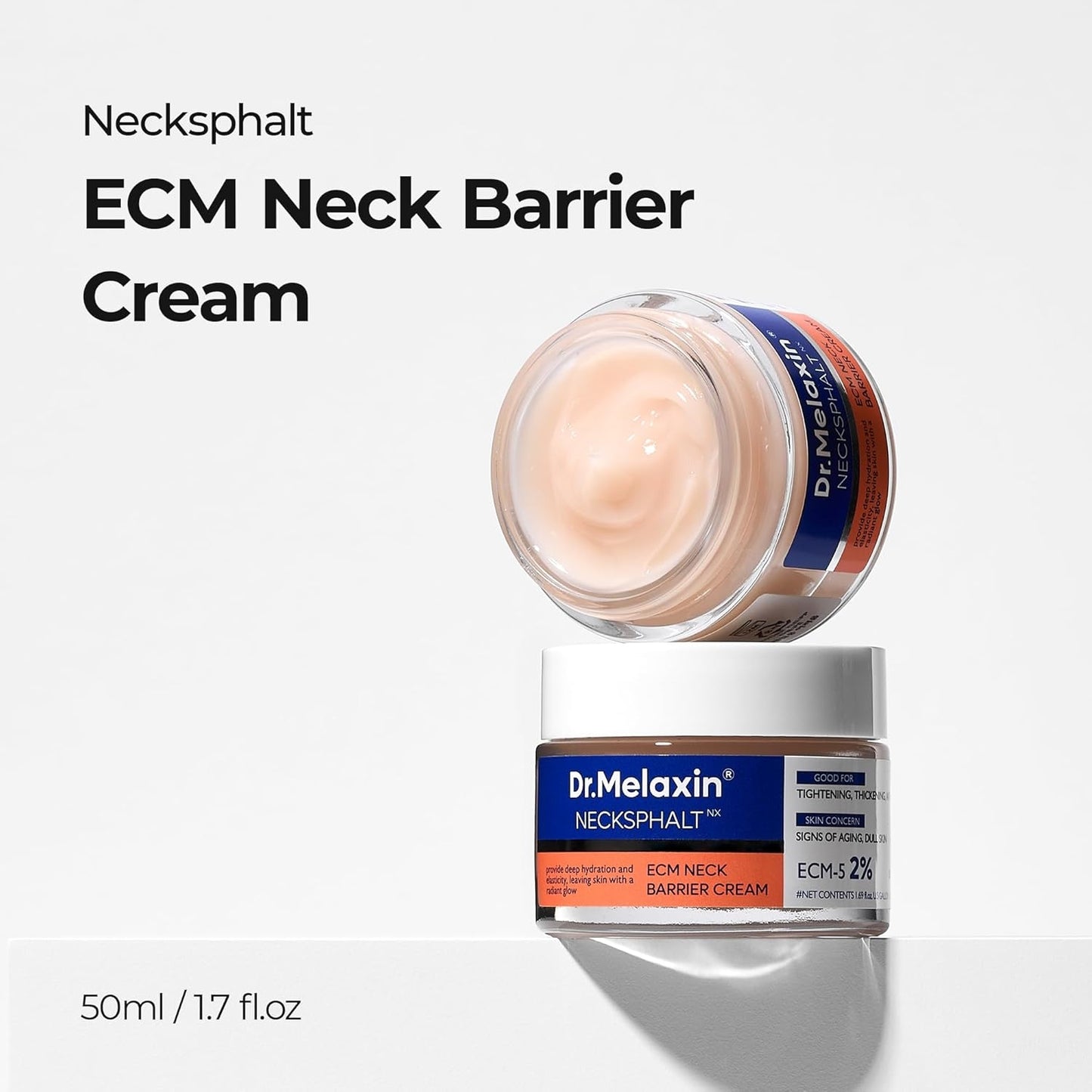 Dr.Melaxin Neck Firming Cream – Tightening & Lifting for Sagging Neck, Turkey Neck & Crepey Skin, Necksphalt ECM Barrier Anti-Aging Neck Cream for Wrinkles, Korean Skincare, 1.69 fl oz (50ml)