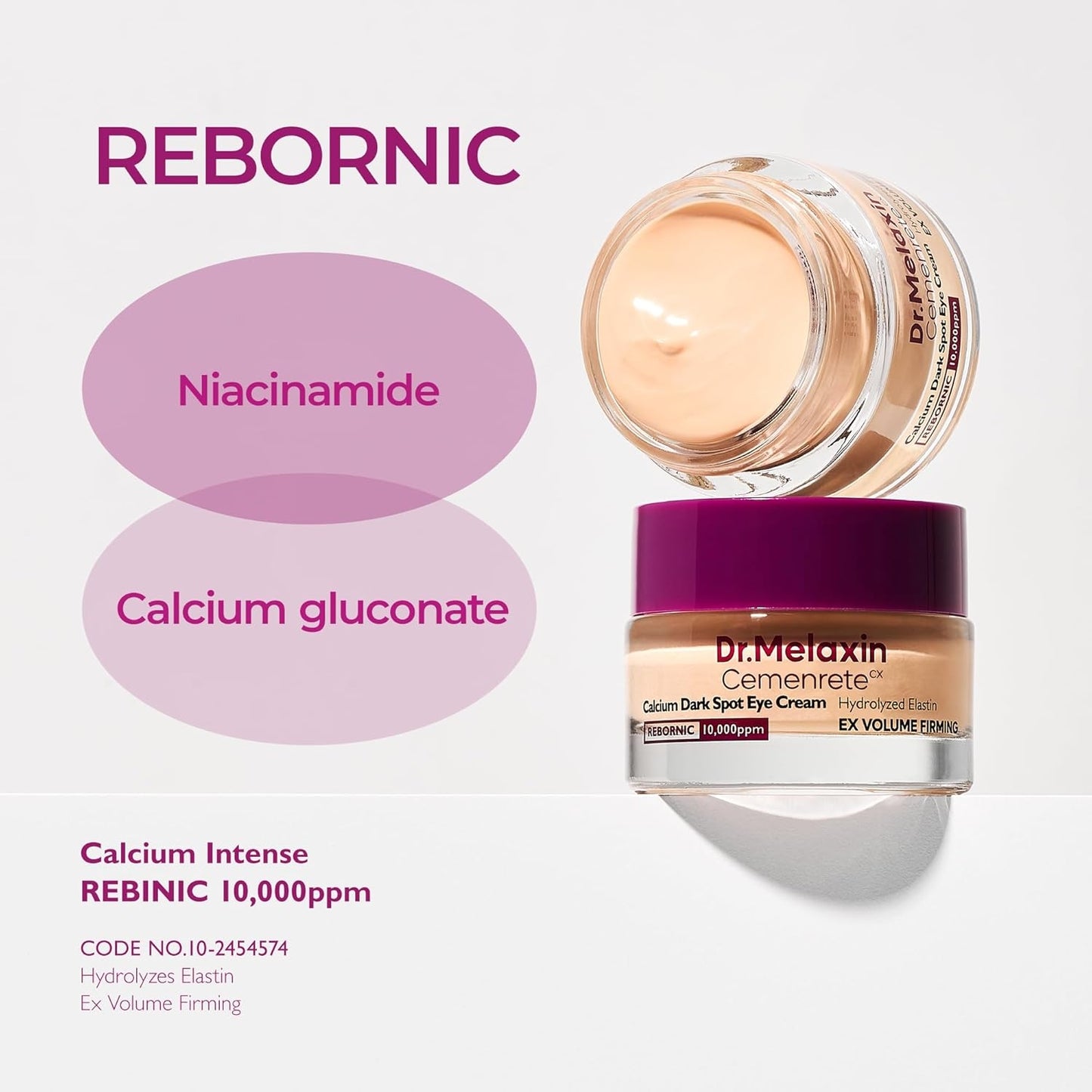 Dr.Melaxin Calcium Dark Spot Eye Cream 15g – Niacinamide & Calcium Gluconate Eye Cream for Dark Circles, Under Eye Bags & Sagging | Hydrolyzed Elastin EX Volume Firming | Korean Eye Cream