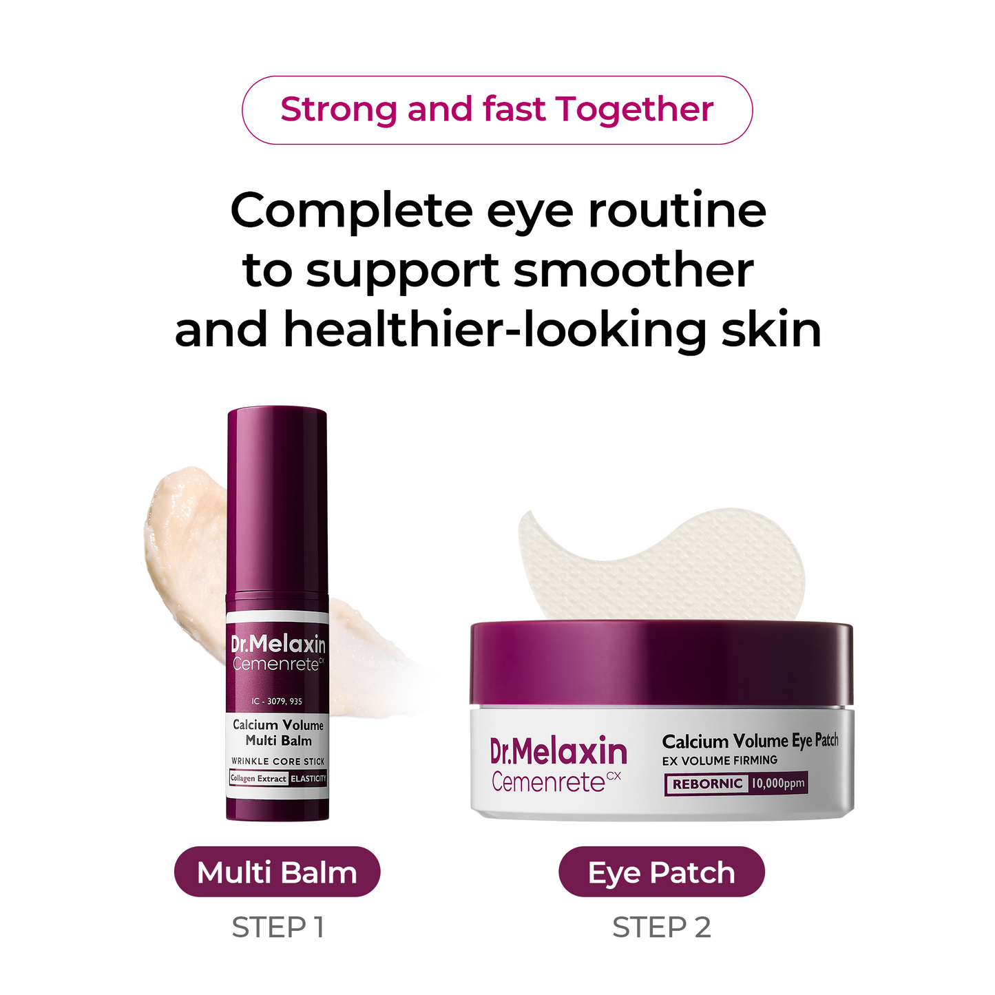 Cemenrete Calcium Multi Balm 9g & Calcium Volume Eye Patch 60ea Set – Hydrating Multi Balm + Firming Under Eye Patches for Bright, Smooth & Youthful Skin
